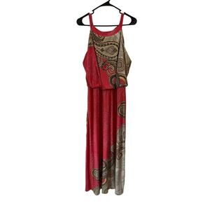 Chico's Coral Paisley Halter Maxi Dress Size 2 Excellent